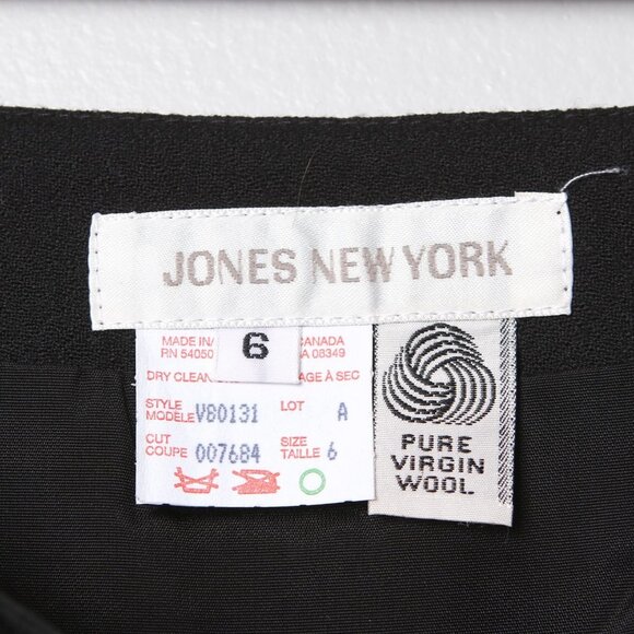 Vintage Jones New York Wool Wrap Skirt Business Evening Button Knee Length Black - Picture 8 of 8